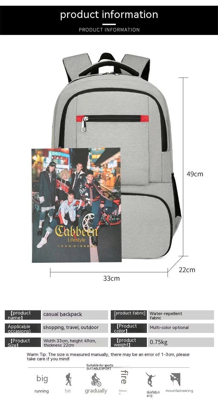 Light grey insulated Oxford cloth backpack with curved shoulder straps, showing dry wet separation compartments.