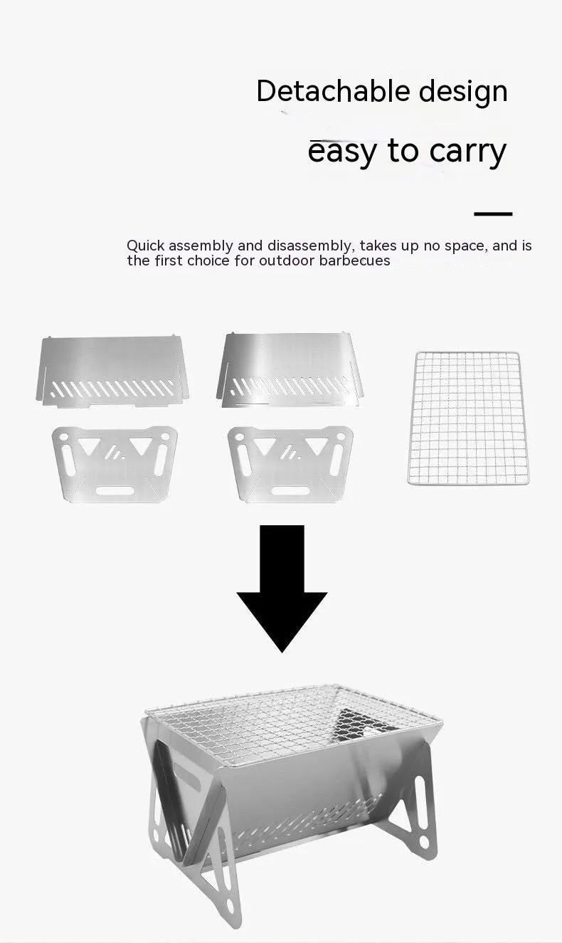 Large stainless steel folding barbecue oven with grill rack and storage bag for outdoor cooking