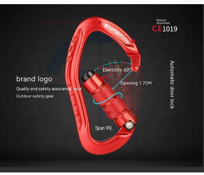 Climbing carabiner with automatic master lock in five colour options