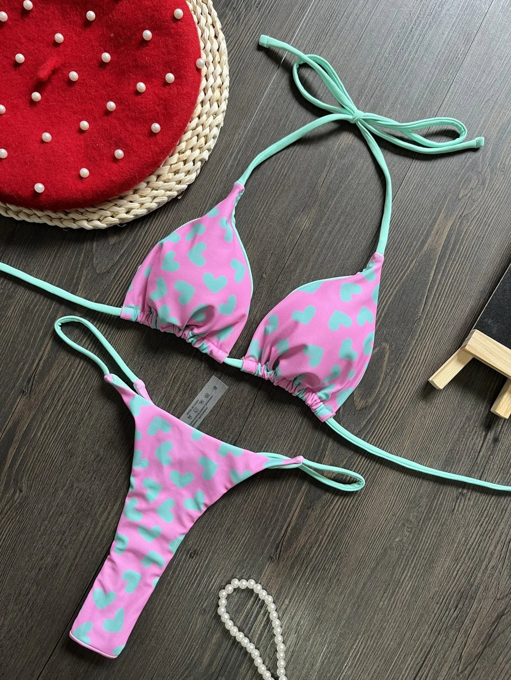 Heart print one-piece swimsuit with a backless split, in colours RT1883 or R2112