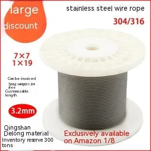 304 stainless steel anti-theft security wire rope showing flexible multi-strand construction