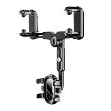 7th generation rear view mirror snap-on phone holder with retractable bracket for 4.0-7.0 inch smartphones