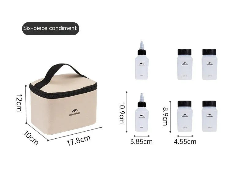 Naturehike six-piece portable seasoning bottle set in modern simplicity style