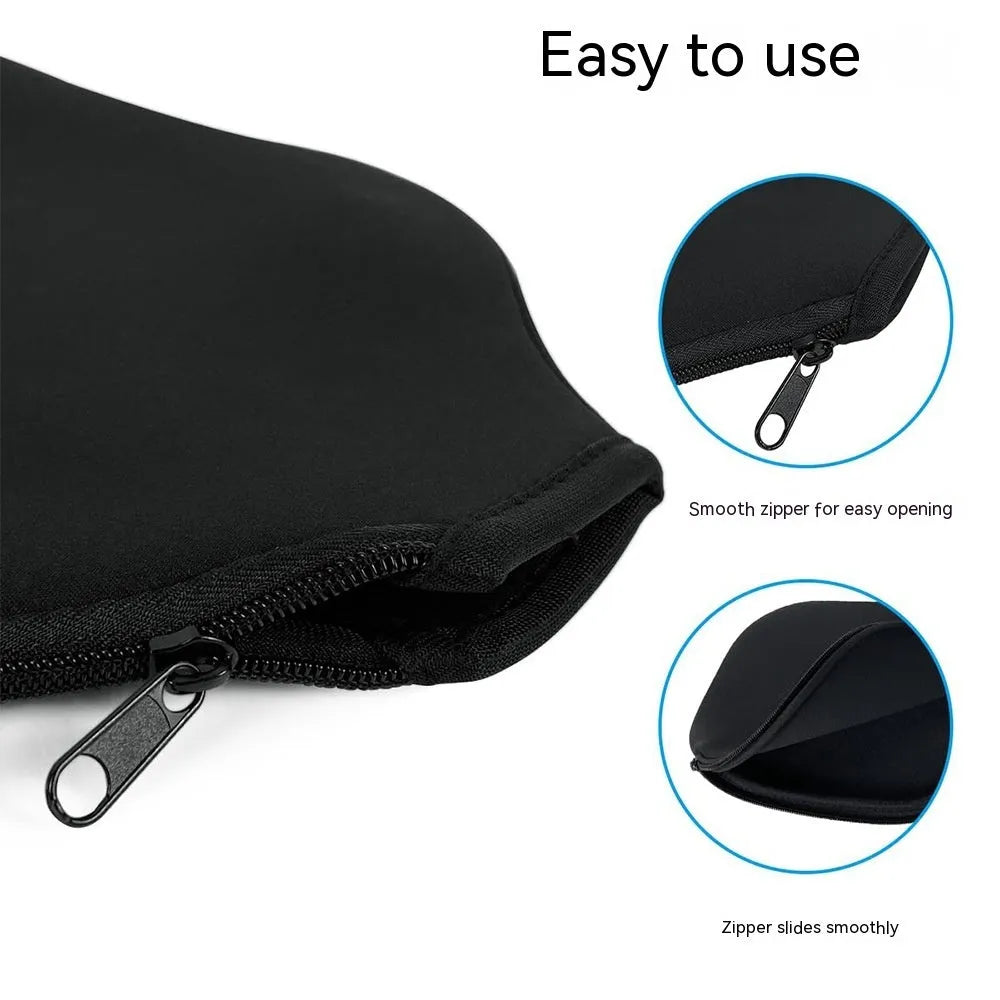 Black neoprene racket protective sleeve for table tennis equipment
