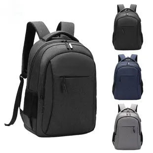 Men's large capacity travel leisure backpack Oxford cloth solid colour light gray blue black sewing thread detail