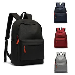 Men's large capacity travel leisure backpack Oxford cloth solid colour light gray blue black sewing thread detail