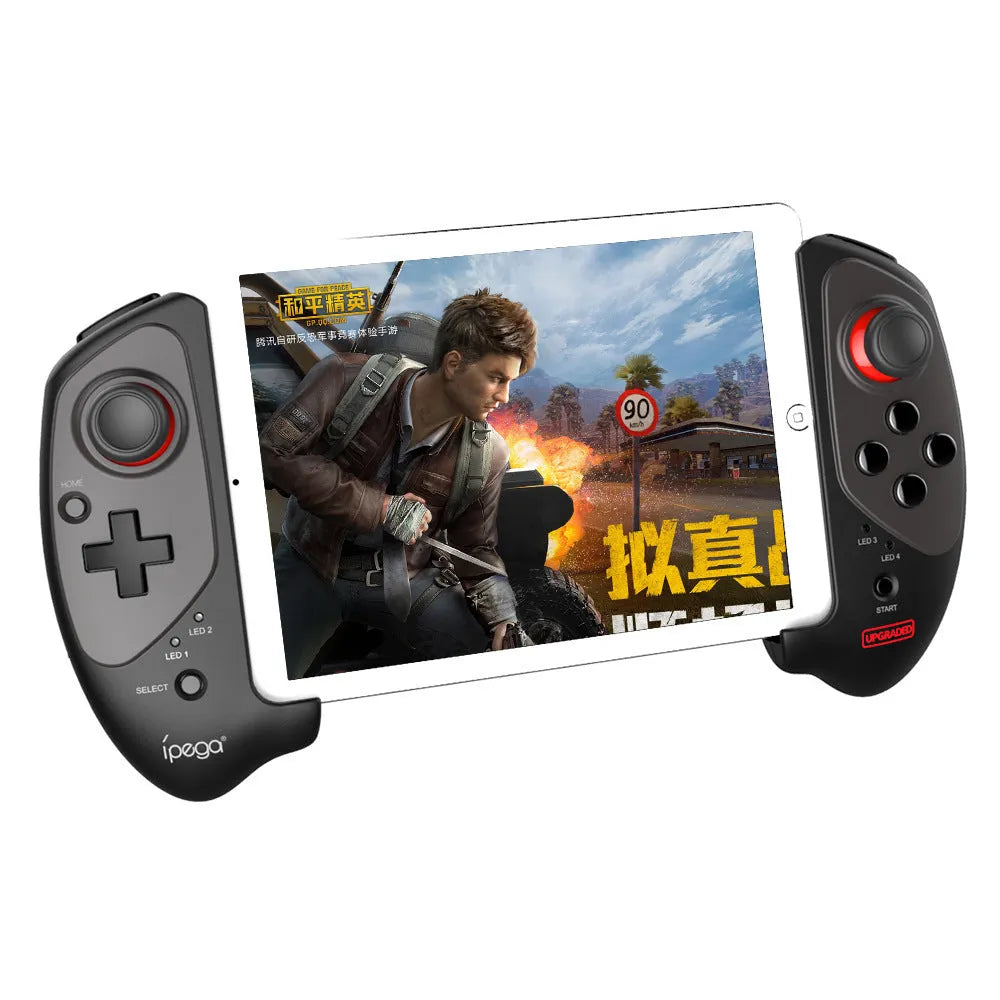 Red telescopic Bluetooth gamepad controller with USB cable for Android IOS and PC gaming