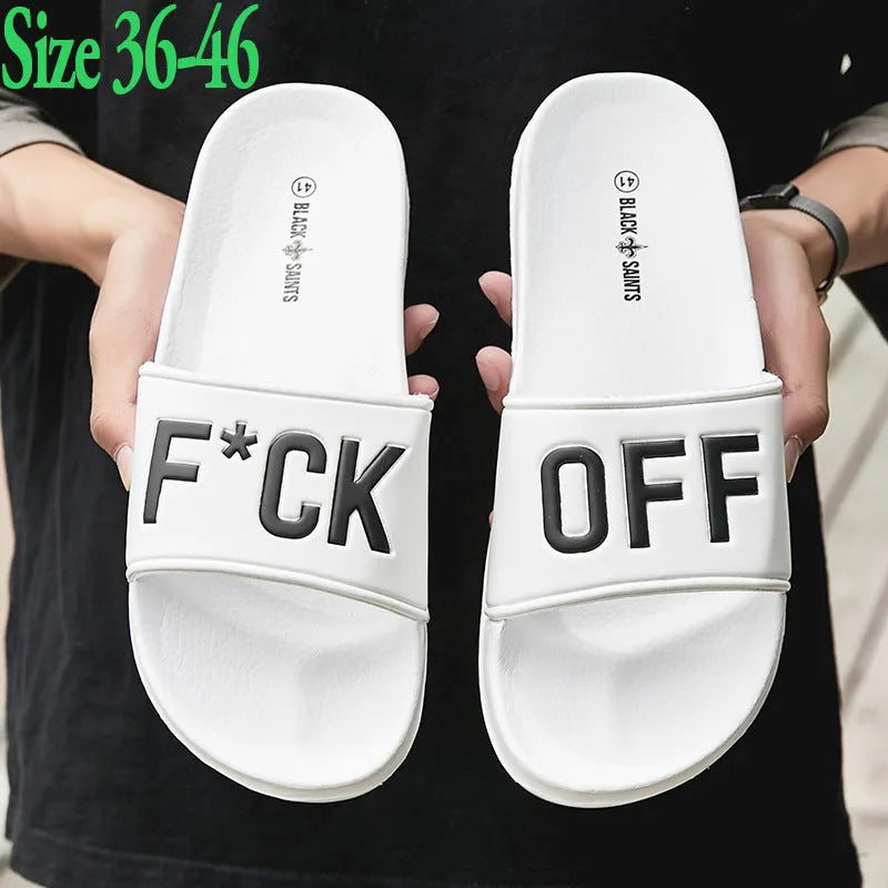 Men's black open-toe slippers with a viscose upper and rubber sole, shown in a large size.