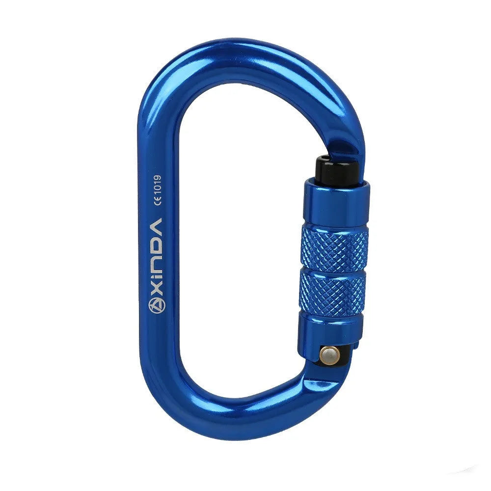 O-shaped thread lock climbing carabiner in 7075 aircraft grade aluminium with anodised red finish, 25KN breaking strength