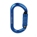O-shaped thread lock climbing carabiner in 7075 aircraft grade aluminium with anodised red finish, 25KN breaking strength