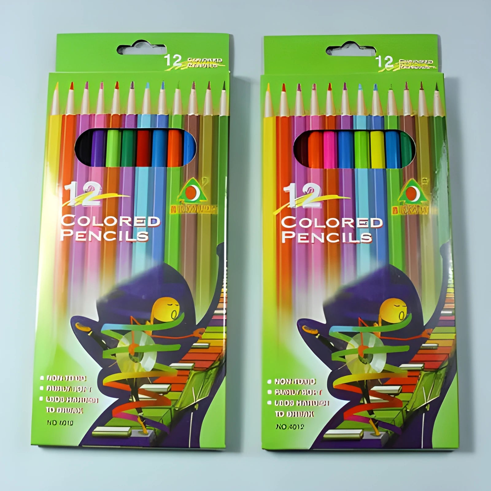 Children's 12-color wooden colored pencil set with 2B lead in assorted shades