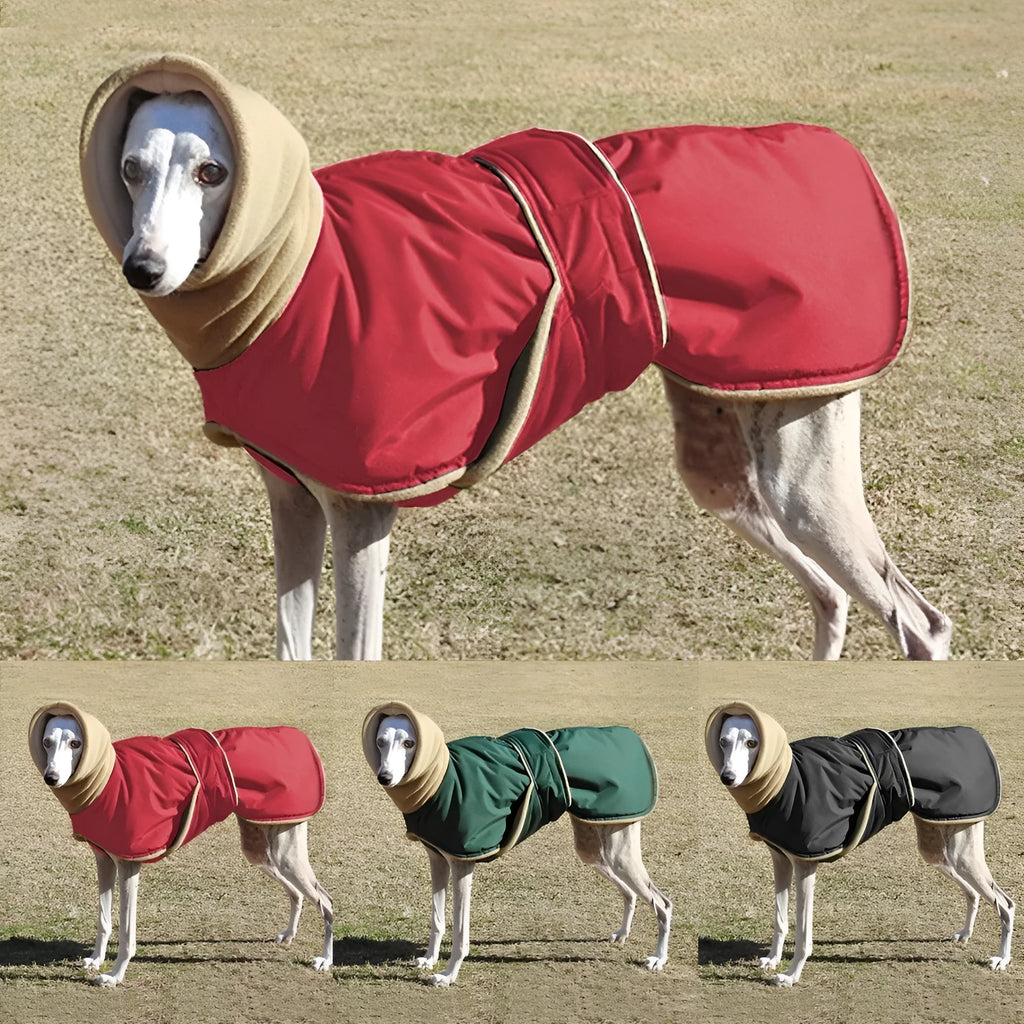 Pet Magic Stick warm cotton waterproof coat for dogs, autumn winter, red colour, soft fleece lining