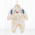 Baby one-piece cotton romper in white with short sleeves, suitable for newborns up to 66cm