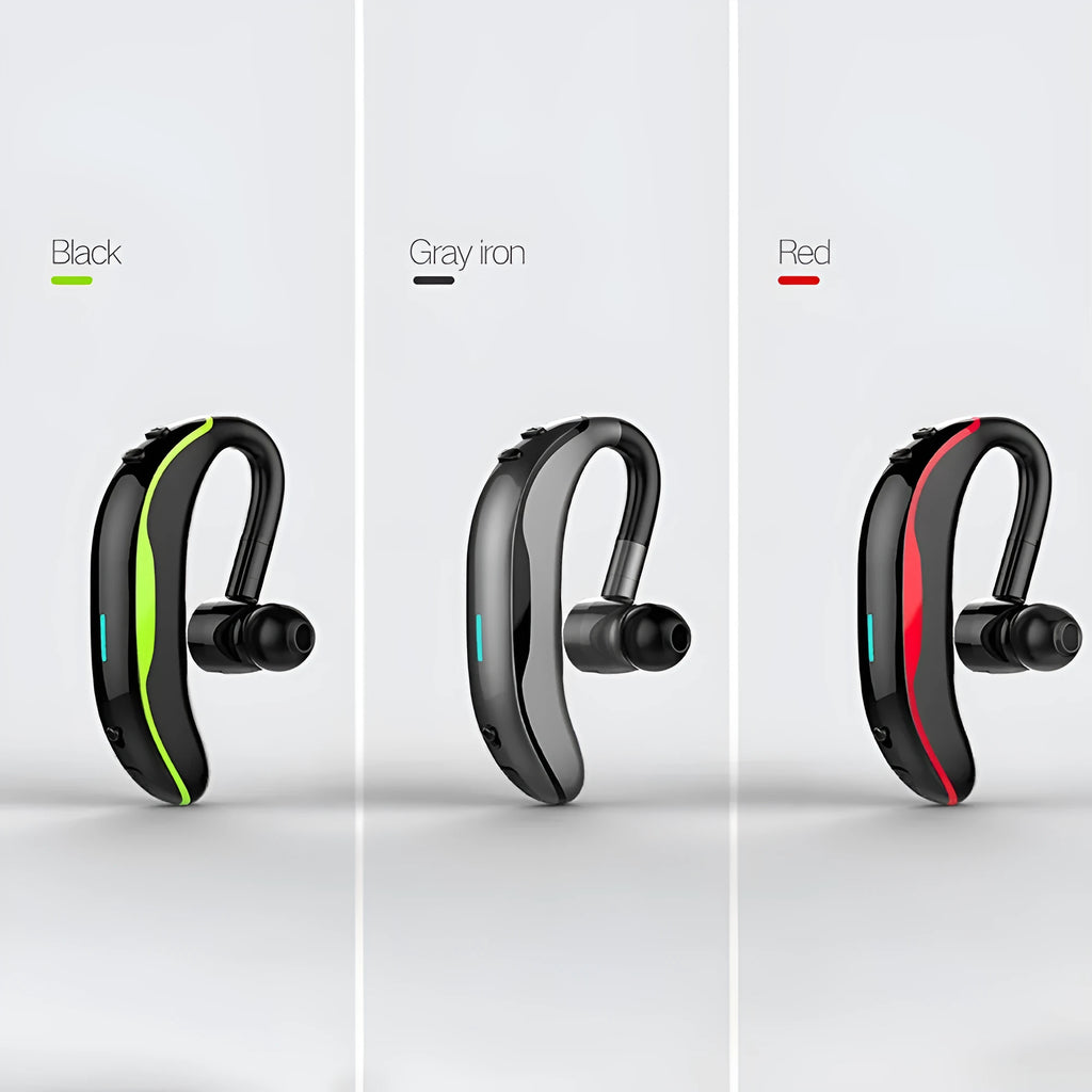 Wireless Bluetooth waterproof headphones in grey, green, and red colours for sports and active use