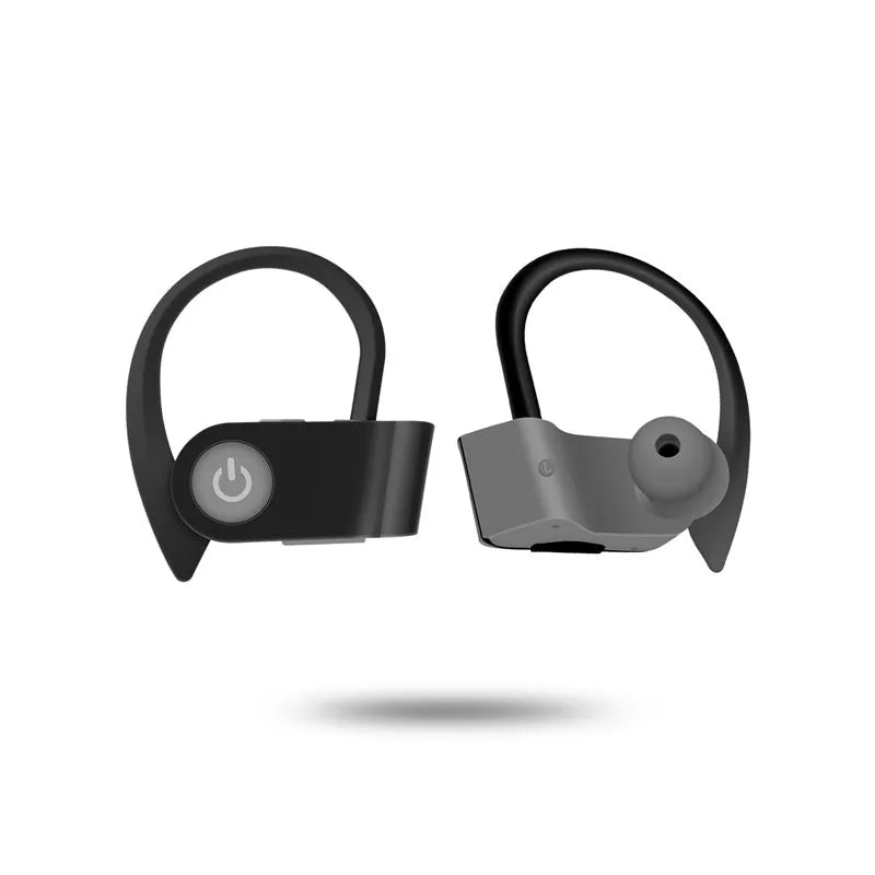 Black wireless Bluetooth headphones with V5.0 technology and ergonomic in-ear design