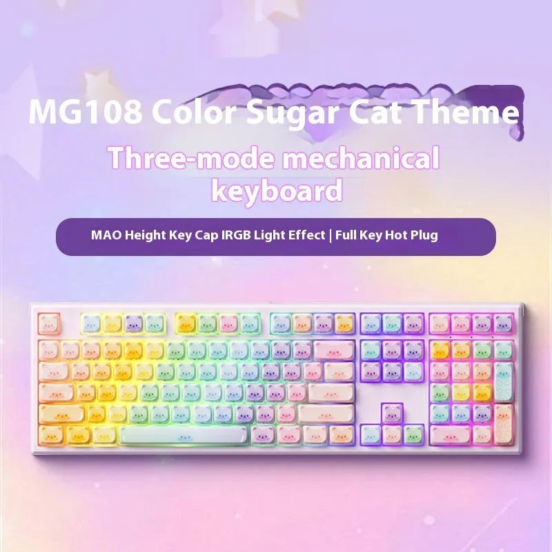 MG108B coloured sugar cat design mechanical keyboard with Bluetooth connectivity