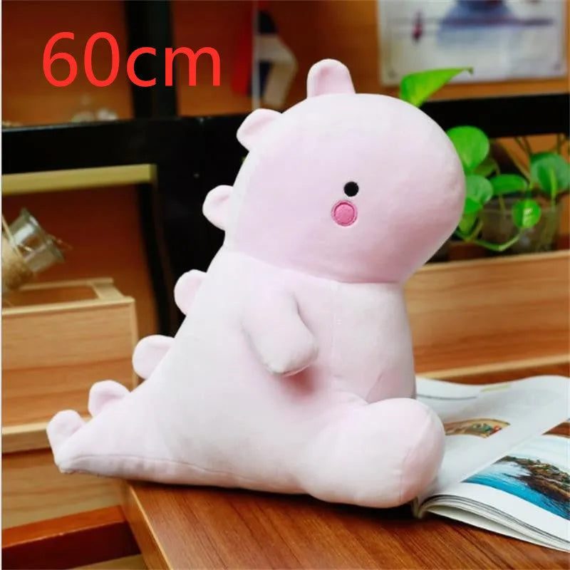 Soft down cotton dinosaur plush doll in blue colour, 30cm height, on a white background