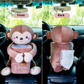 Plush multifunctional car tissue box in monkey design for armrest, 30x27cm