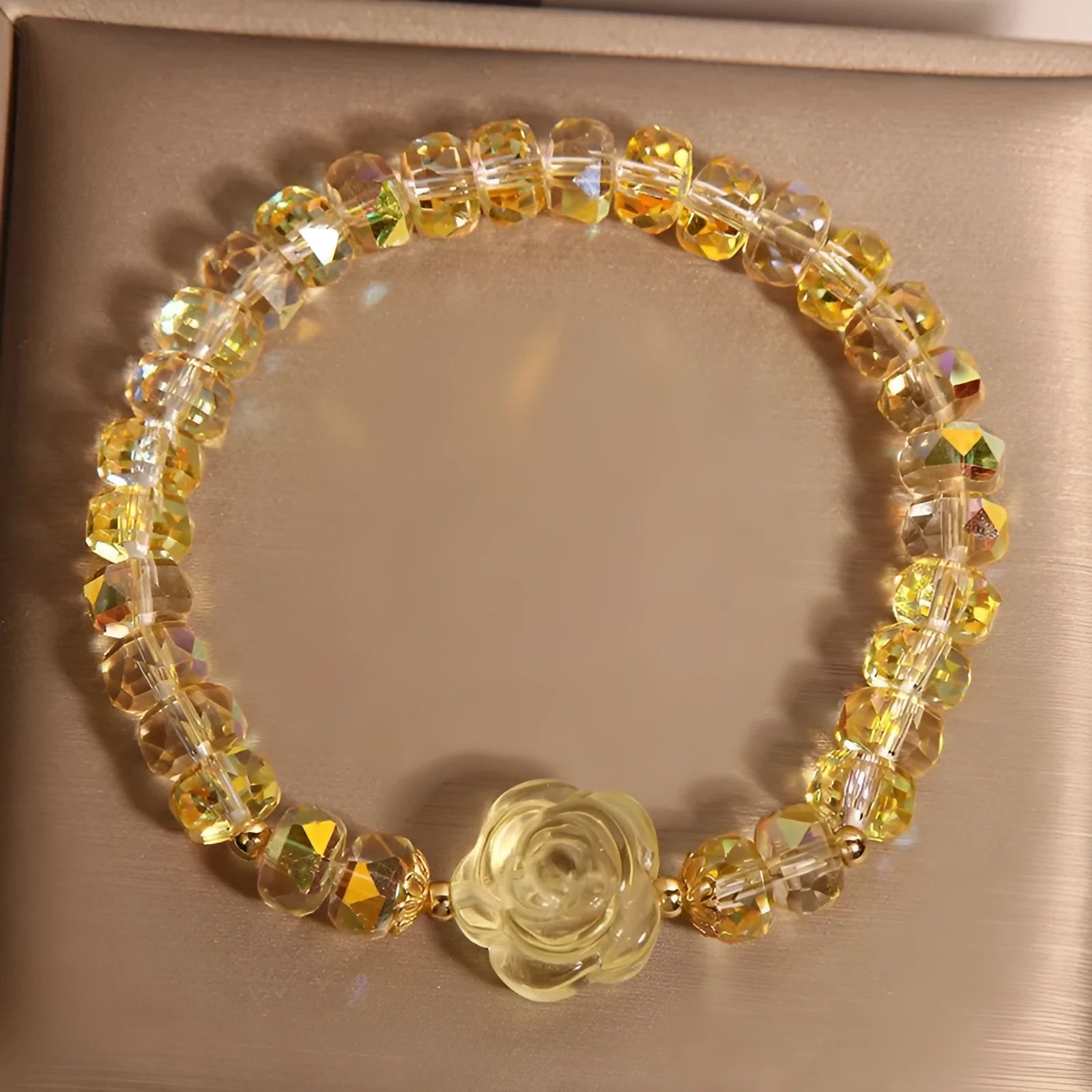 New Chinese Style Citrine Abacus Beads Bracelet Women's Light Luxury Metal Snowflake Design Japanese Korean Style Rose Colour Bracelet for Women