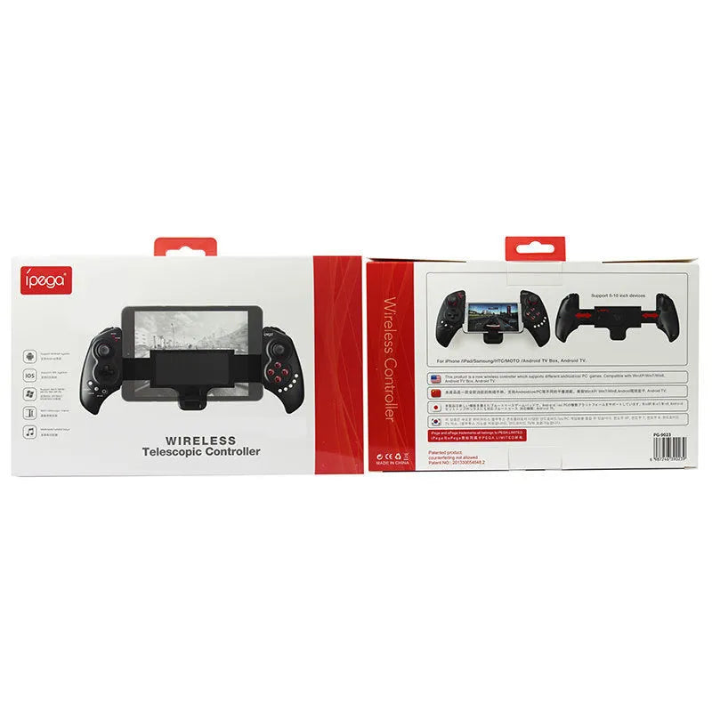 Wireless telescopic game controller holding mobile phone with Bluetooth connectivity for Apple Android iOS PC