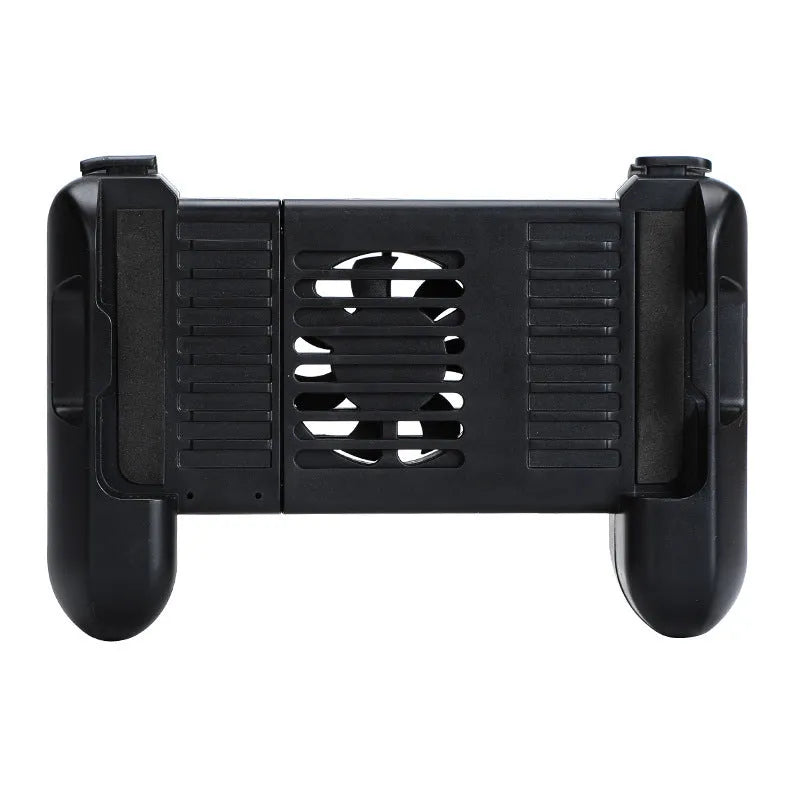 Black Bluetooth cooling game controller P2 for Apple iPhone mobile gaming.