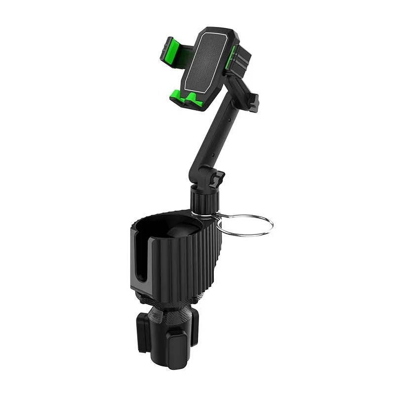Green car drink rack with mobile phone holder compartment