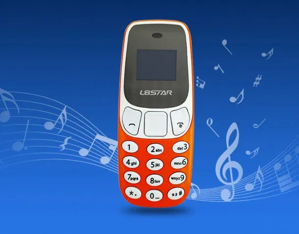 Ultra-small miniature thumb phone with 0.66-inch OLED display and keypad, smaller than a lighter