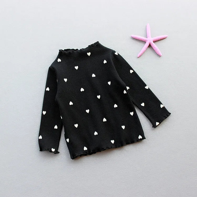 Children's long-sleeved cotton bottoming shirt in beige, available in sizes 90-130cm