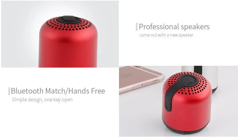 Hieha XQ11 cylinder-shaped mini Bluetooth speaker in silver heavy metal finish