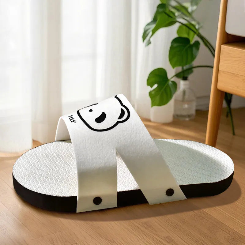 White corrugated paper cat scratch board with slipper-style design