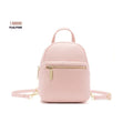 Soft PU mini backpack in street style, shown in one of six colours with contrast details and external 3D pocket.