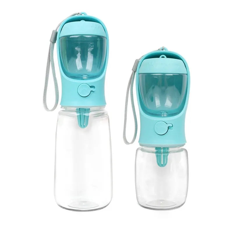 Portable dual-use dog water cup in blue, white, or pink with split water grain pattern