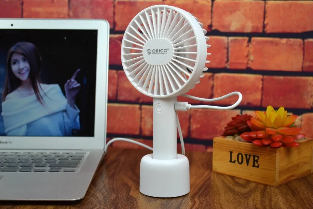ORICO FH1 white portable USB rechargeable desk fan with three-speed settings
