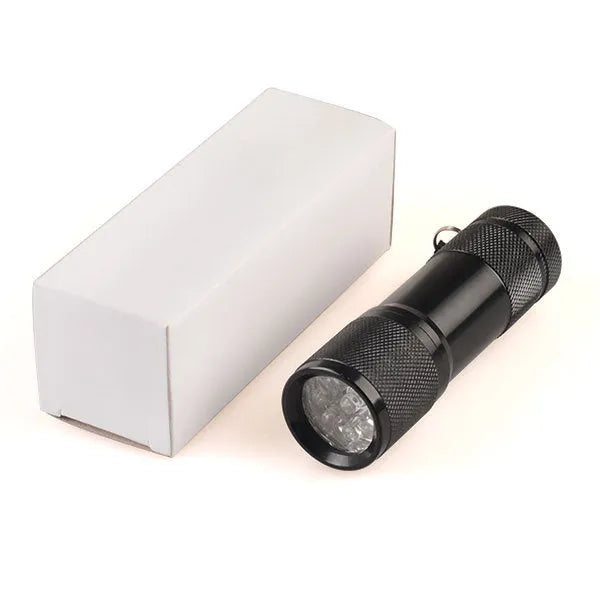 Black aluminium alloy Smart Vein Locator handheld medical device on a dark background.