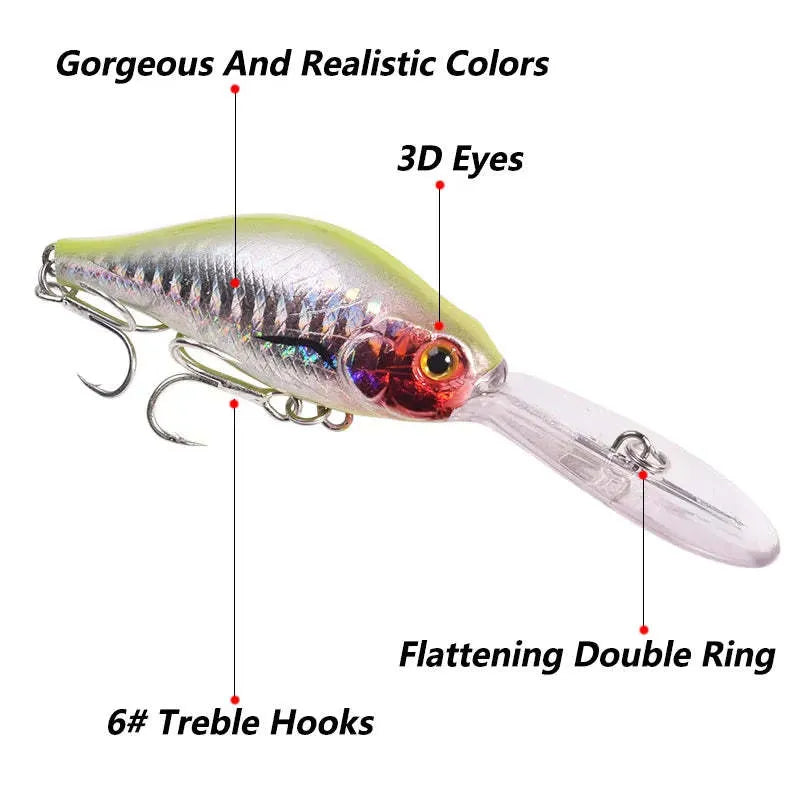 Little Fat Man 10.5cm deep diving mino fishing lure with long tongue board in various colour options