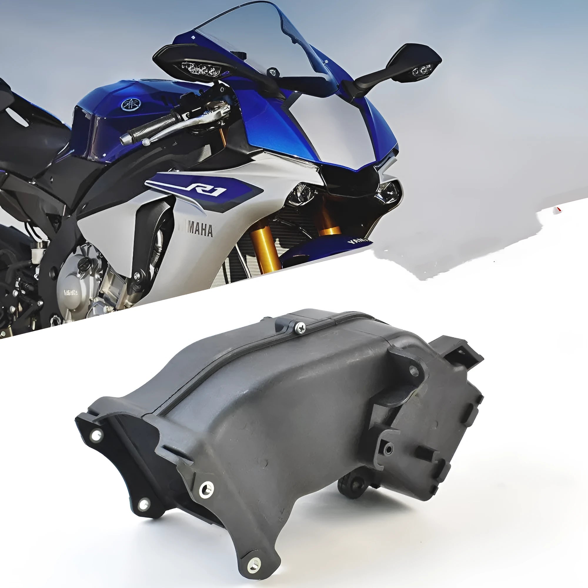 Black Yamaha motorcycle ventilation pipe measuring 280mm x 170mm x 160mm