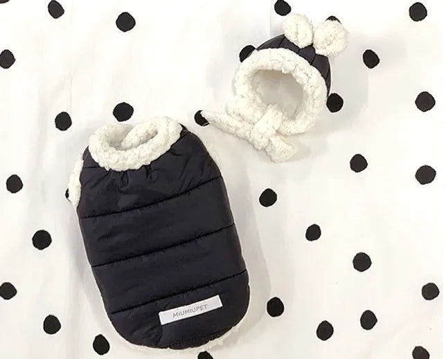 Cotton-padded pet clothes in casual style for dogs, available in black, pink, and yellow, sizes XS to XL