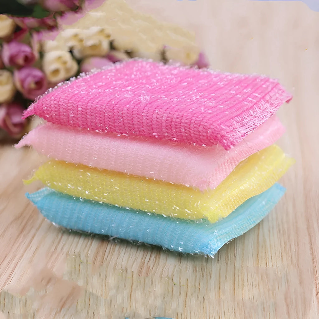 Fine stripe dishwashing sponge mop in macaron mixed colours showing pinstripe fabric texture and compact design
