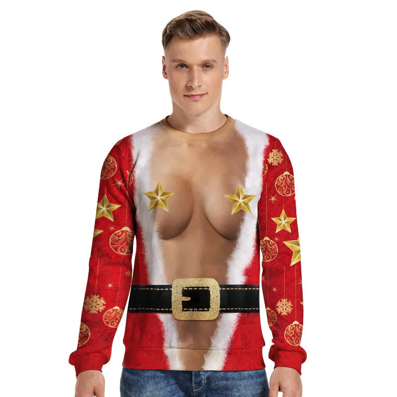 Round neck long sleeve Christmas sweater in Europe America hedging style, available in multiple sizes from S to 3XL