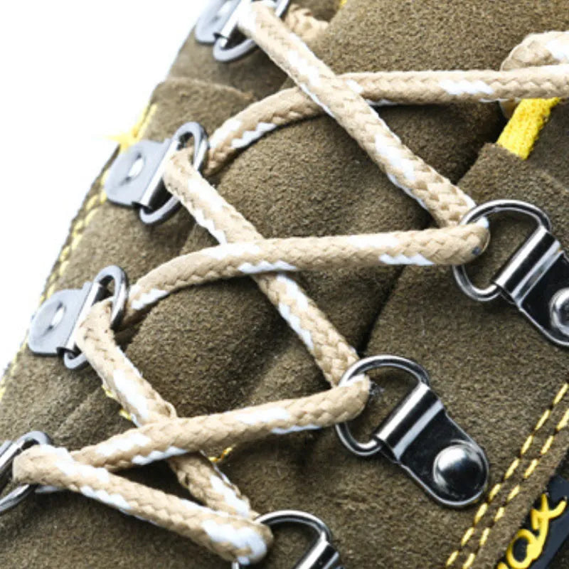 Bronze cow suede leather steel toe safety boots with solid non-slip sole