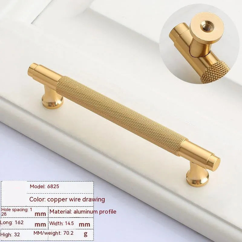Brushed brass aluminium furniture handle with European style design for cabinets and drawers