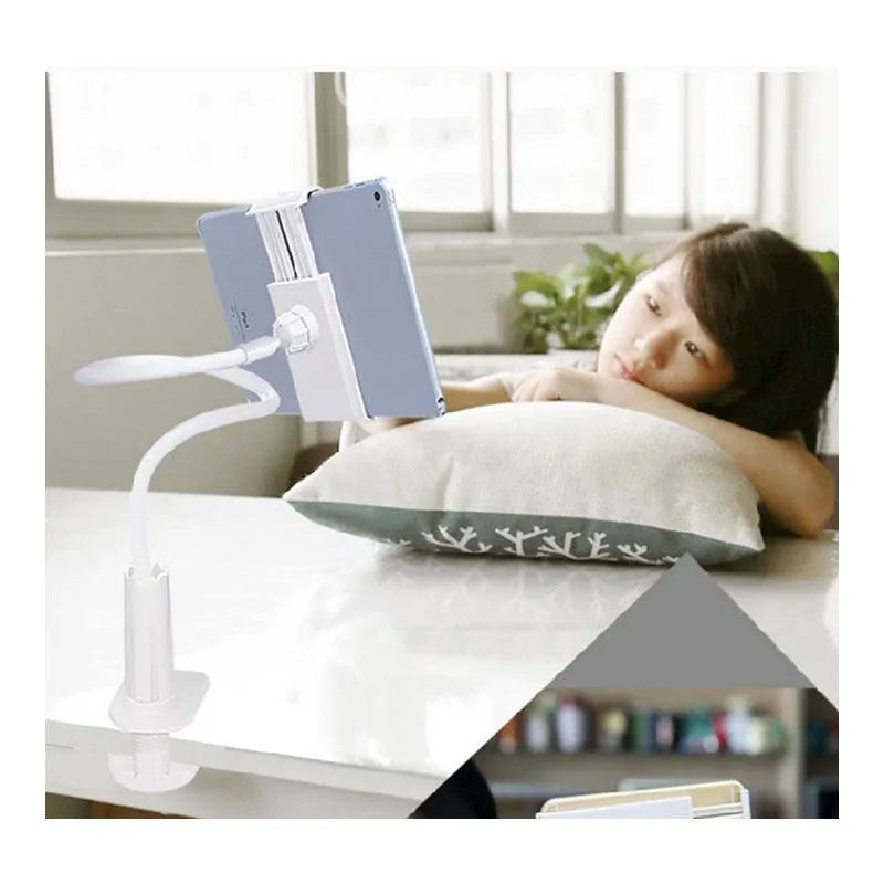 Black flexible magnalium tablet mount holder with suction base and bendy arm.