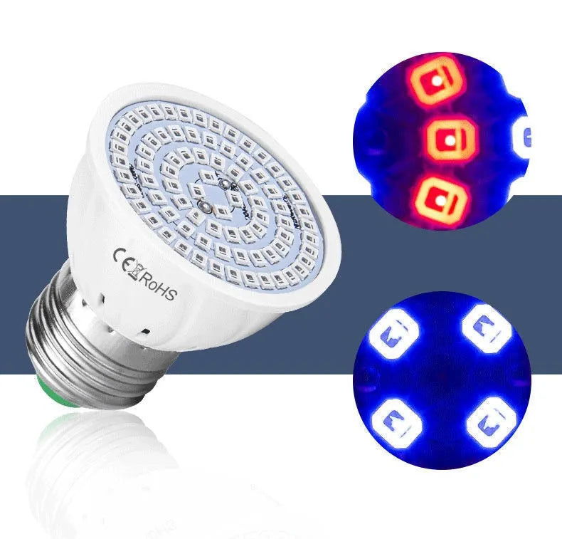White LED plant growth lamp with 80 beads for indoor potted plants.