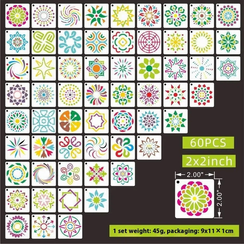 700 milky white PET film 2-inch spray painting stencils showing flower, animal, ocean, and letter designs