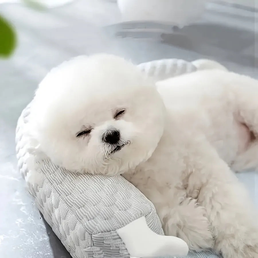 Blue pet bed cushion with monster design in large size for dogs