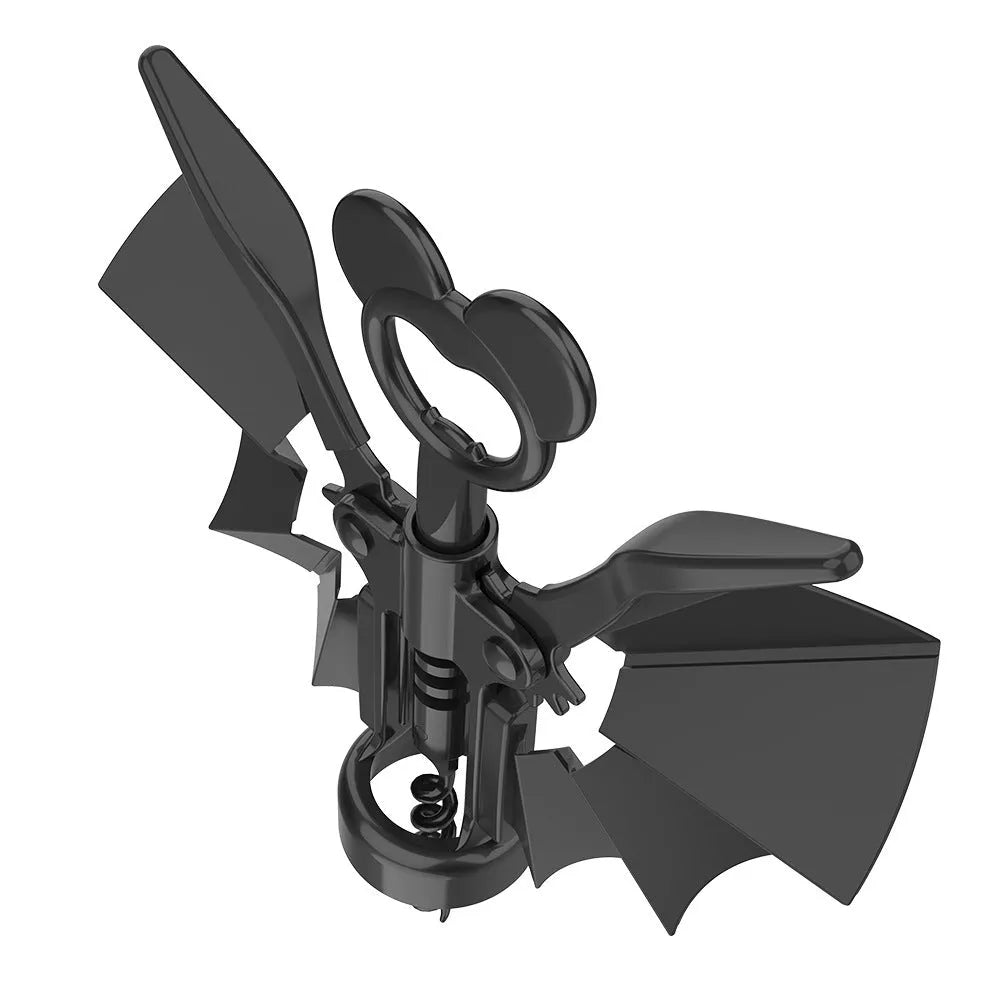 2-in-1 bat-shaped wine bottle opener in zinc alloy, 179 mm, on a flat surface