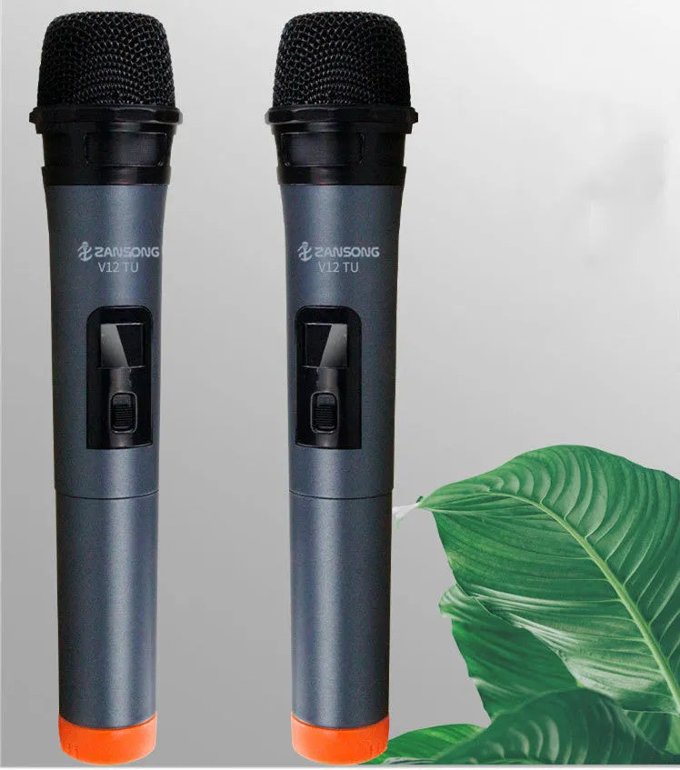 Black V12 wired dynamic handheld microphone with USB receiver and audio cable