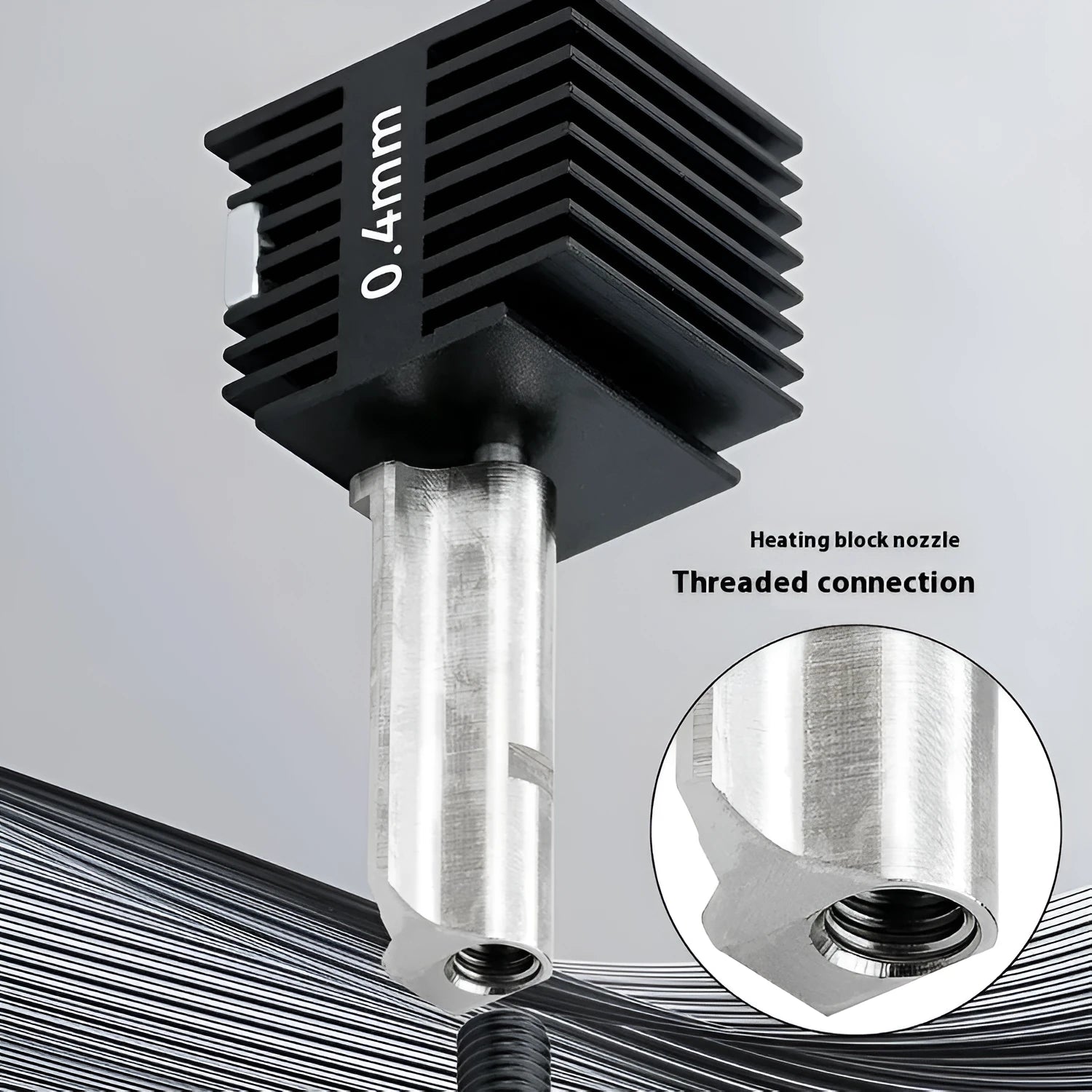 Hardened steel hot end nozzle kit with four sizes for Bambu Lab A1 Mini 3D printer, includes black silicone sleeve.