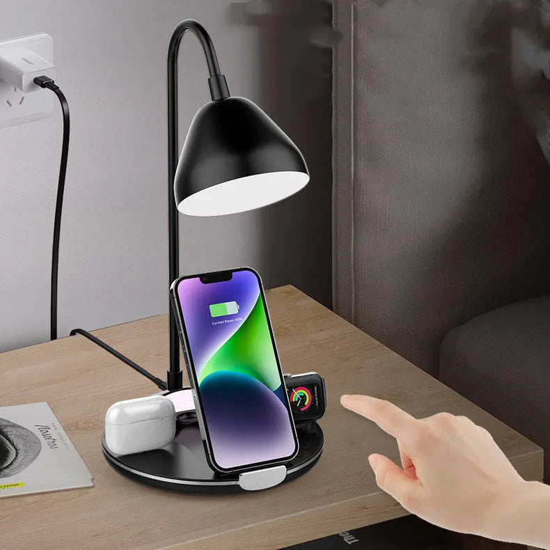 Black and white magnetic folding wireless charger showing compact folded dimensions
