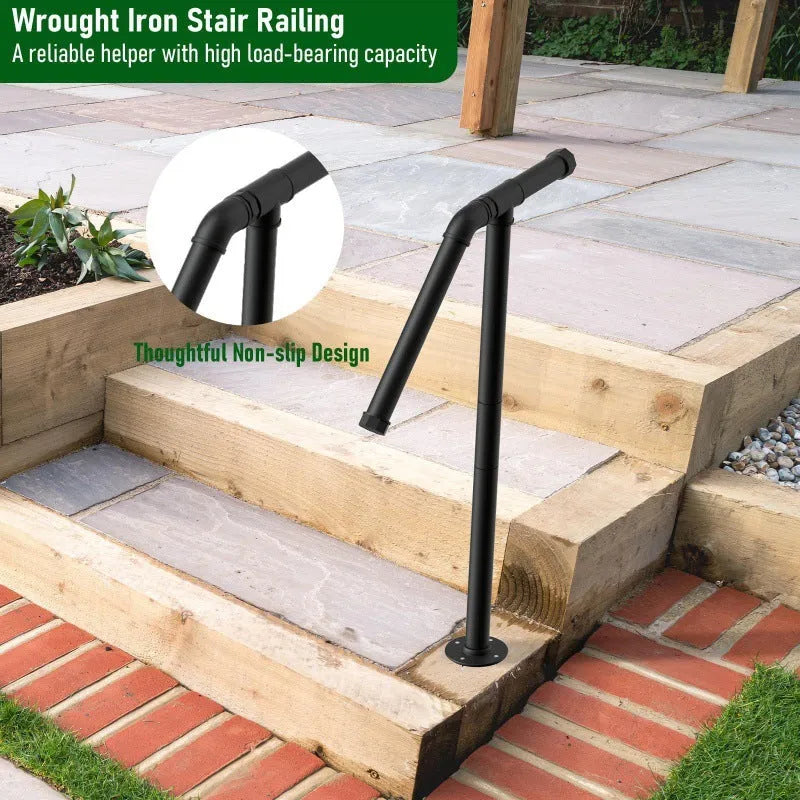 Black metal minimalist ladder support for staircase safety in American household style
